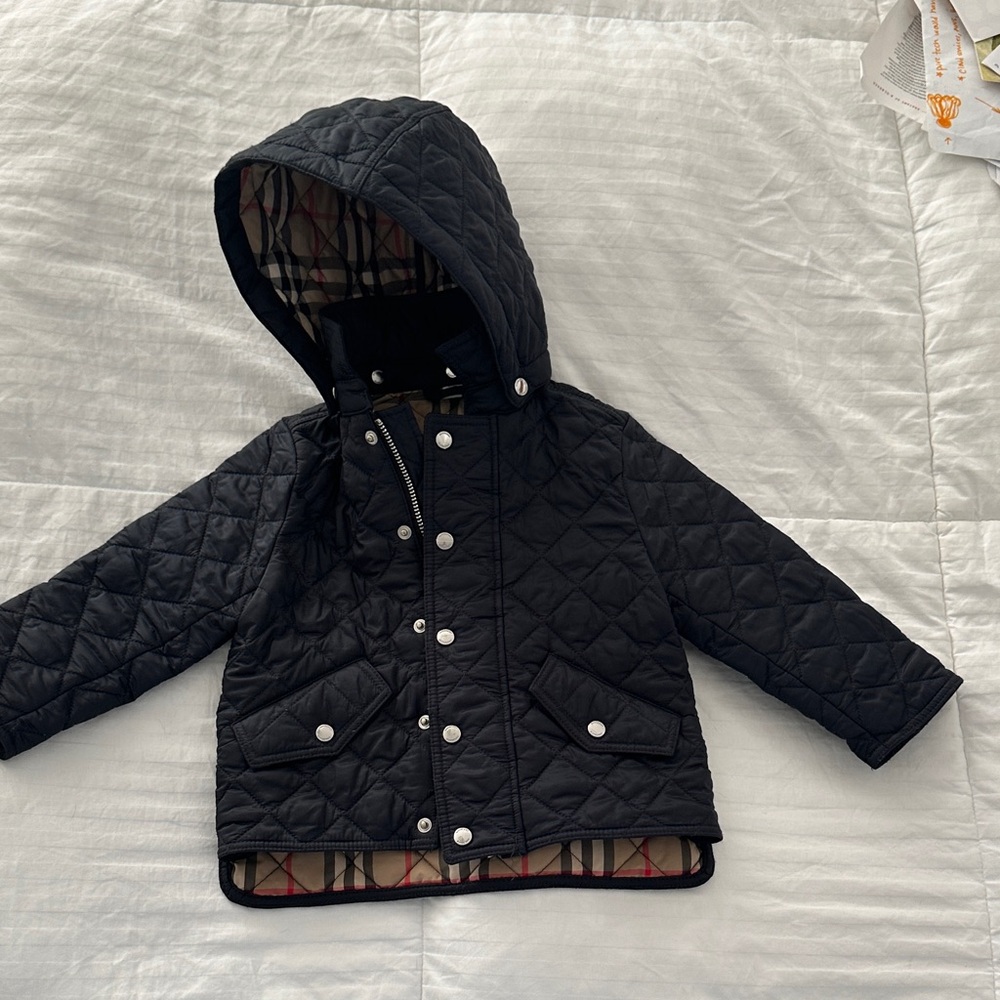 Burberry Navy Quilted Kids Puffer Jacket 18mo